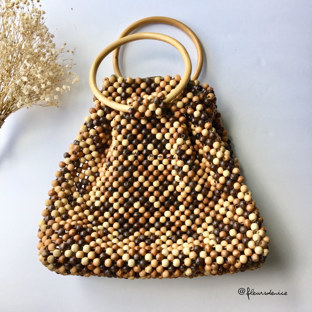 Boho Wooden Beaded Tote